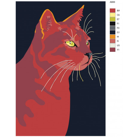Макет Красная кошка Раскраска картина по номерам на холсте A600