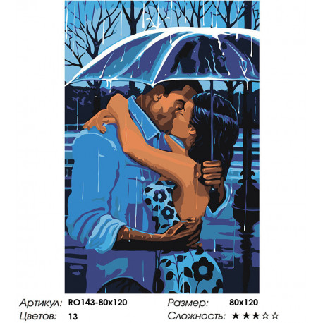 Сложность и количество цветов Романтичный дождь Раскраска картина по номерам на холсте RO143-80x120