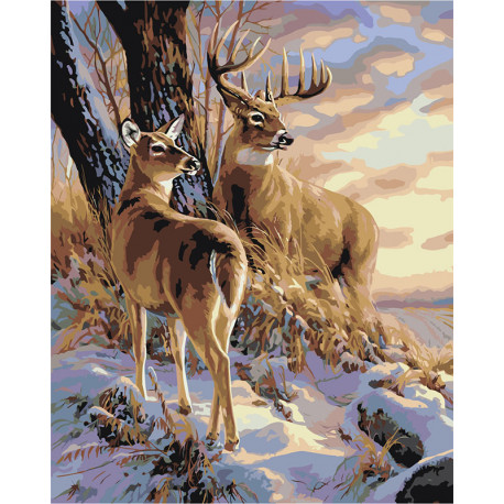  Закат в зимнем лесу Раскраска картина по номерам на холсте A604-100x125