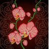  Орхидея розовая Ткань с рисунком Божья коровка 0029