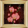 Пример оформления в рамку Орхидея розовая Ткань с рисунком Божья коровка 0029