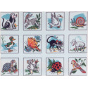 Животные, птицы, насекомые, 12 картинок Канва жесткая с рисунком для вышивки Gobelin L