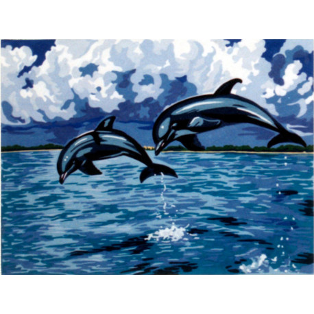 Дельфины Канва жесткая с рисунком для вышивки Gobelin L