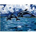 Дельфины Канва жесткая с рисунком для вышивки Gobelin L