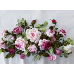  Розовые розы Набор для вышивания лентами ВЛ-1021