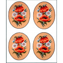 Маки и ромашки, овал, 4 картинки Канва жесткая с рисунком для вышивки Gobelin L