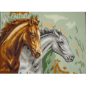 Два коня Канва жесткая с рисунком для вышивки Gobelin L