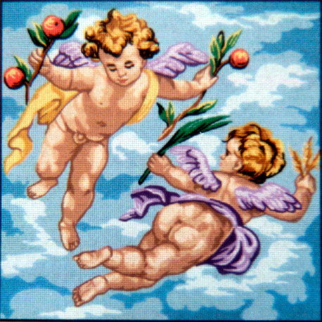 Ангелочки в розовом Канва жесткая с рисунком для вышивки Gobelin L