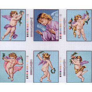Ангелочки, 6 рисунков Канва жесткая с рисунком для вышивки Gobelin L