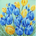 Голубые и желтые тюльпаны Канва жесткая с рисунком для вышивки Gobelin L