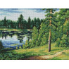 Лесное озеро Алмазная мозаика вышивка на подрамнике EF801