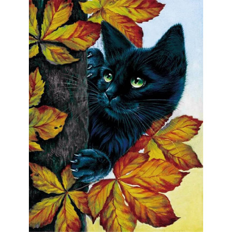  Чёрный кот Алмазная мозаика на подрамнике LE043