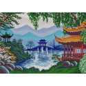 Китайские пагоды Ткань с нанесенным рисунком для вышивки бисером Конек