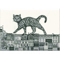 Кот на крыше Ткань с нанесенным рисунком для вышивки бисером Конек