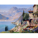 Италия. Озеро Комо Раскраска картина по номерам на холсте с цветной схемой