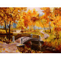Золотая осень Раскраска картина по номерам на холсте с цветной схемой
