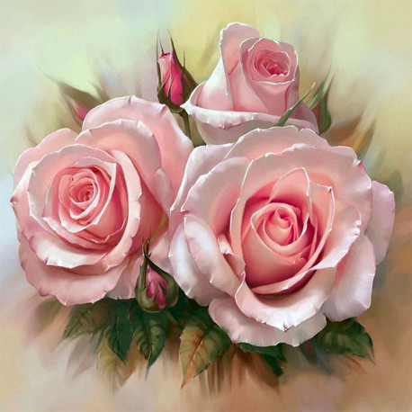  Розовое трио Раскраска картина по номерам на холсте KH0370