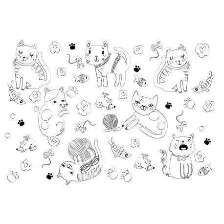  Котики Многоразовая раскраска-коврик для творчества mr-110