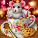 Крысенок в чашке Алмазная вышивка мозаика