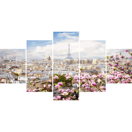  Весенний Париж Модульная картина по номерам на холсте с подрамником WX1113