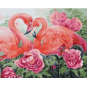 Фламинго в цветах Раскраска картина по номерам на холсте