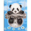 Панда на качелях Раскраска картина по номерам на холсте