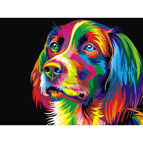  Радужный пёс Раскраска картина по номерам на холсте Z-EX5251