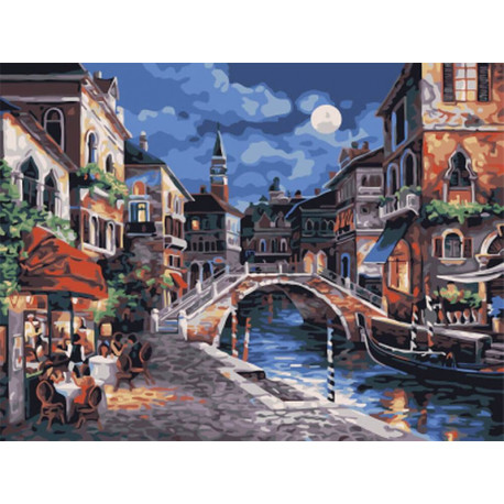  Ночные огни Венеции Раскраска картина по номерам на холсте Z-EX5349