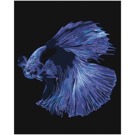 Голубая рыбка Раскраска картина по номерам на холсте