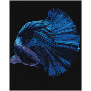Синяя рыбка Раскраска картина по номерам на холсте