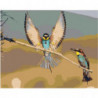 Пестрые птицы на ветке 100х125 Раскраска картина по номерам на холсте