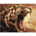 Рычащий тигр 80х100 Раскраска картина по номерам на холсте