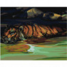 Тигр в реке 80х100 Раскраска картина по номерам на холсте