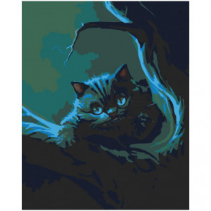 Чеширский кот на дереве 80х100 Раскраска картина по номерам на холсте