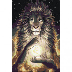 Лев со знаком зодиака Раскраска картина по номерам на холсте