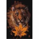 Тигр с кленовым листом 100х150 Раскраска картина по номерам на холсте