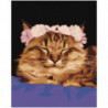 Кошка с венком 80х100 Раскраска картина по номерам на холсте