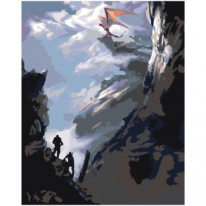 Дракон на скале Раскраска картина по номерам на холсте
