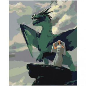Девушка и дракон 80х100 Раскраска картина по номерам на холсте