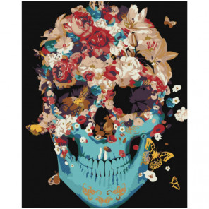 Цветочный череп Раскраска картина по номерам на холсте