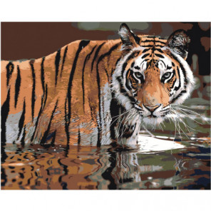 Тигр 100х125 Раскраска картина по номерам на холсте