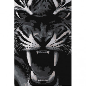 Тигриный оскал 100х150 Раскраска картина по номерам на холсте