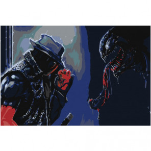 Дэдпул против Венома 100х150 Раскраска картина по номерам на холсте