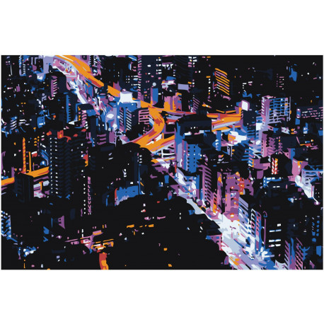 Ночной город 100х150 Раскраска картина по номерам на холсте