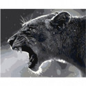 Черно-белая львица 80х100 Раскраска картина по номерам на холсте
