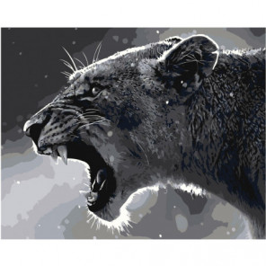 Черно-белая львица Раскраска картина по номерам на холсте