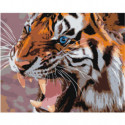 Тигриный оскал 80х100 Раскраска картина по номерам на холсте