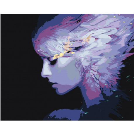 Девушка с перьями 80х100 Раскраска картина по номерам на холсте