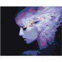 Девушка с перьями 80х100 Раскраска картина по номерам на холсте