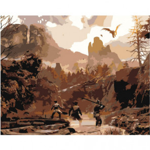 Охота в горах 80х100 Раскраска картина по номерам на холсте